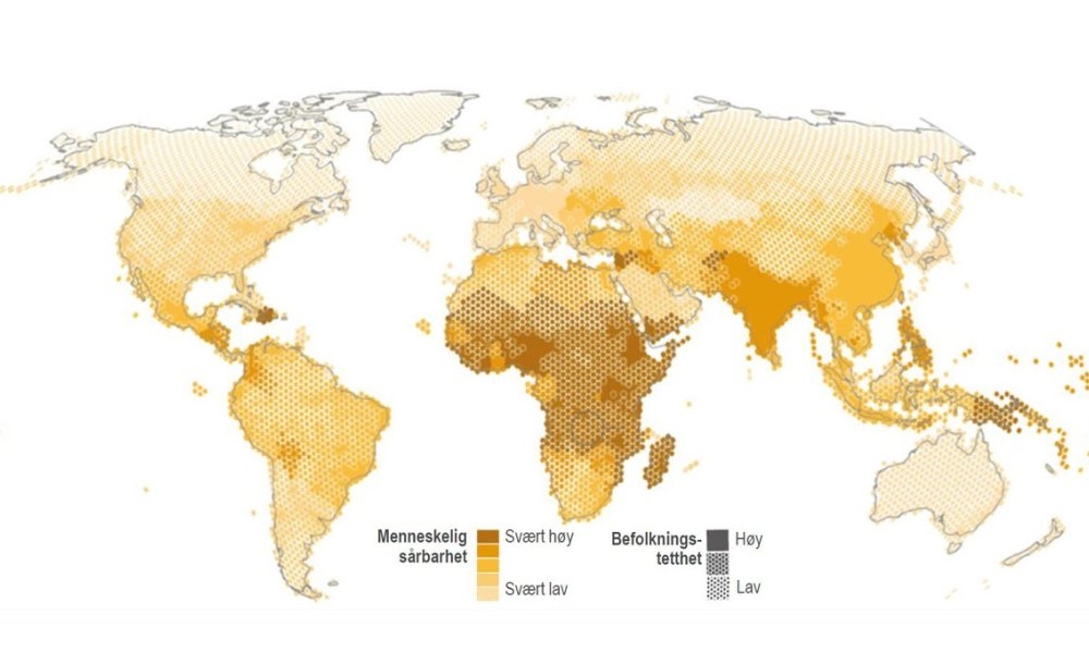 Sårbarhet for klimaendringer er ulikt fordelt. Figur 16.9, IPCC WG2