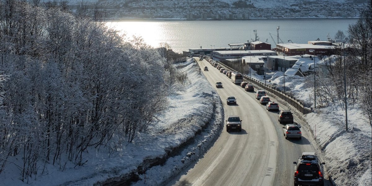 biler i kø i Tromsø 