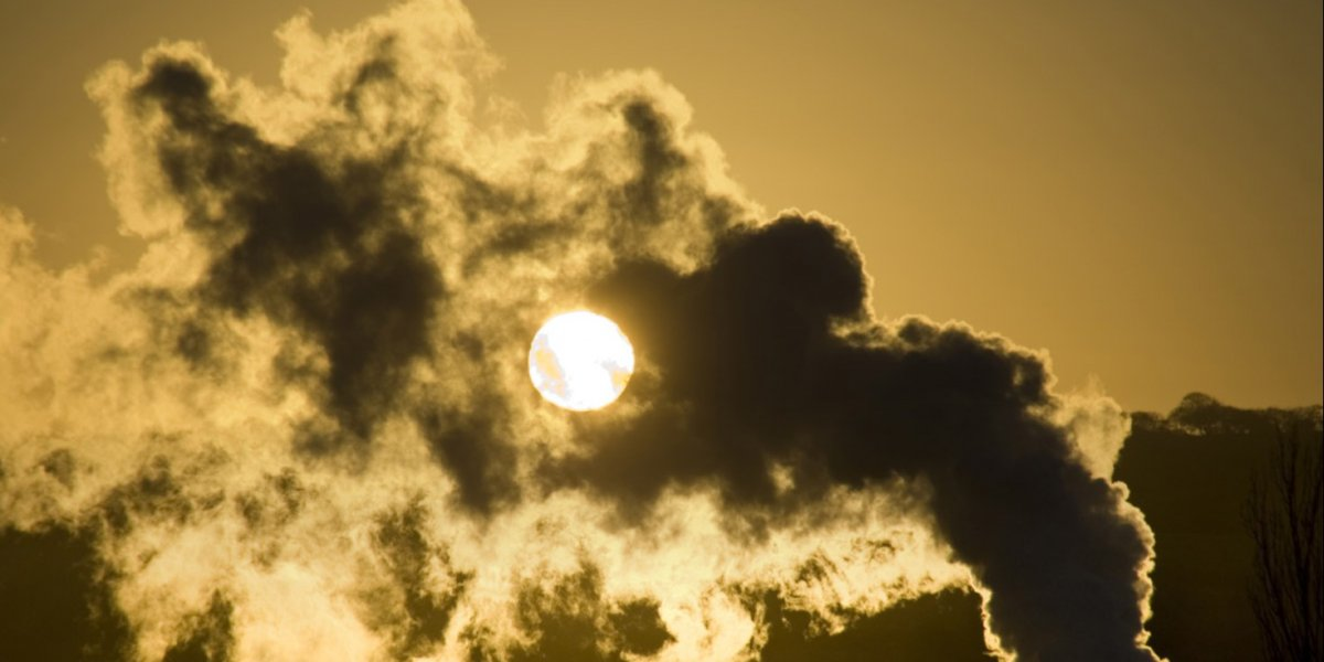 illustrasjon av sol med røyksky som skygger